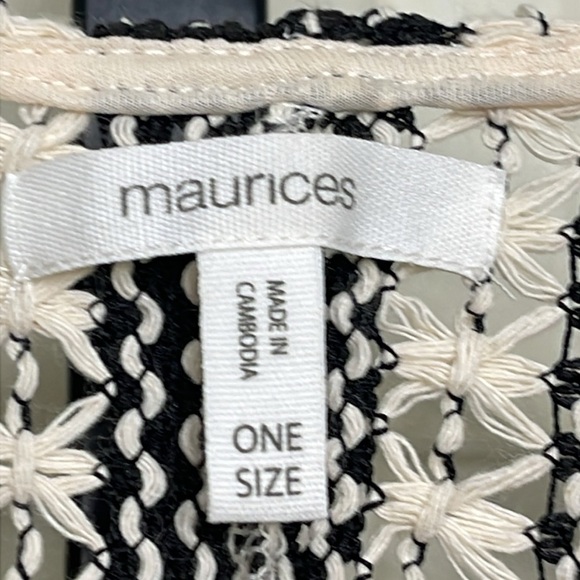 Maurices Women’s Striped Crochet Kimono Black/White OS Coverup Boho Hippie - Picture 6 of 11